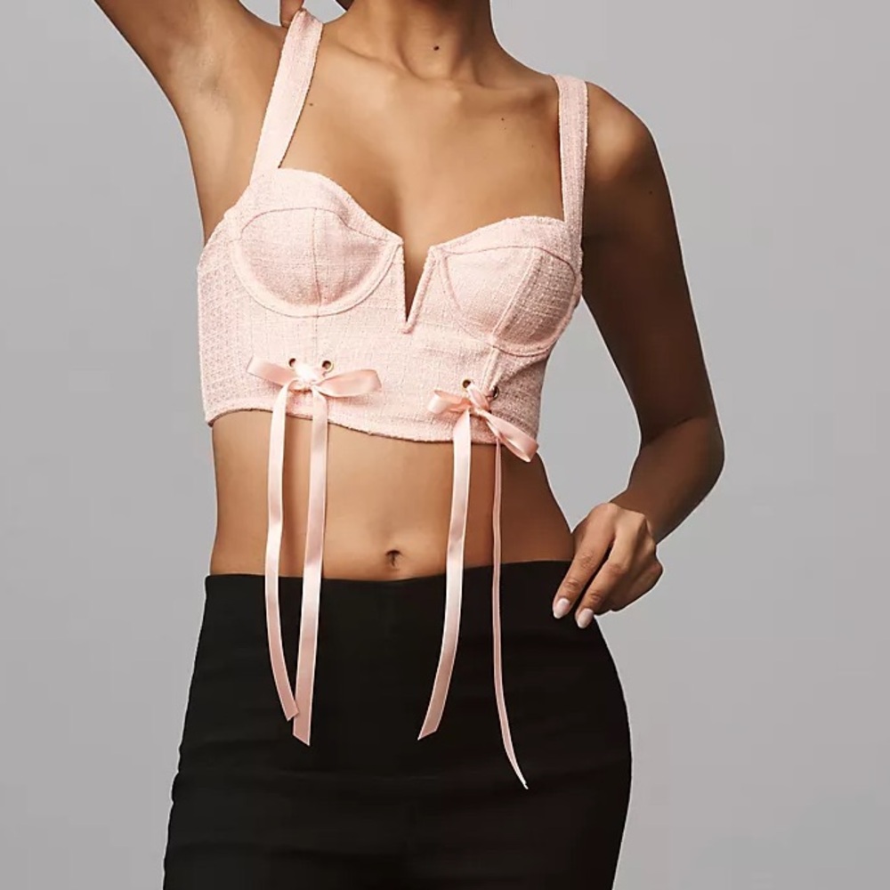 ONLY 1 LEFT 🩷Anthropologie Pink Tweed Corset